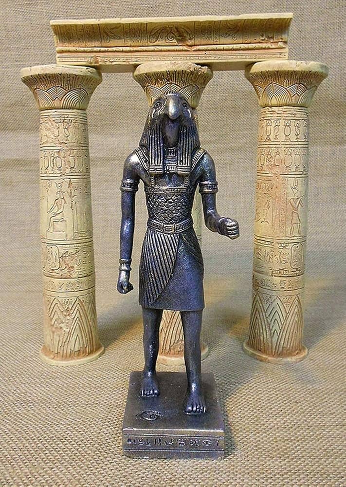 貴重★古代エジプト★ホルス神★大理石★彫刻★アンティーク 古代エジプト彫刻 ホルス神 ストーン風彫像/ 天空と太陽の神